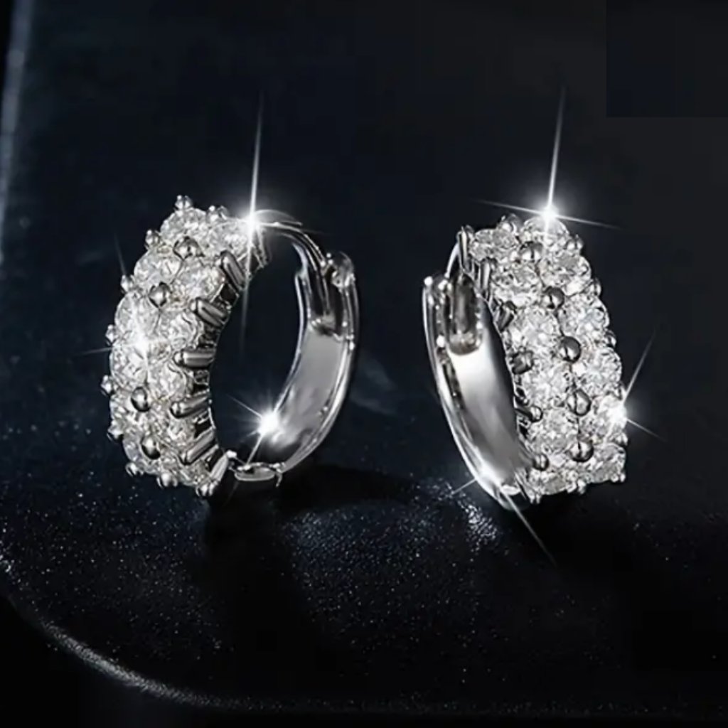 Mens Solid 925 Sterling Silver 2ct Diamond Studded Round Earrings 2 Ct Jewelry